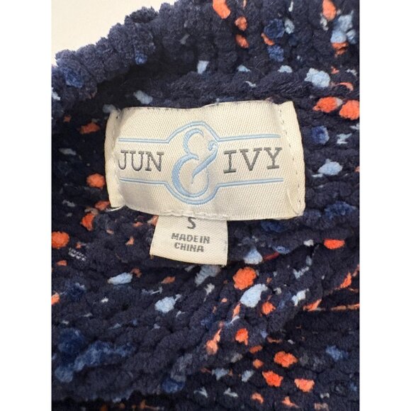 Jun & Ivy Womens Size Small Navy Speckled Textured Sweater Scalloped Bottom‎ - Picture 5 of 7